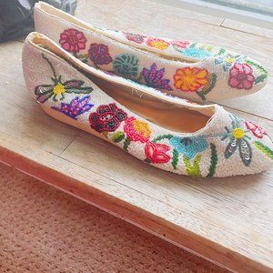 vintage frankie and baby beverly feldman shoes floral dragonfly beaded flats